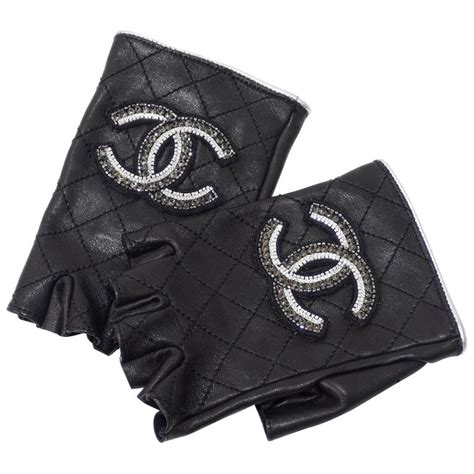 chanel fingerless leather gloves.